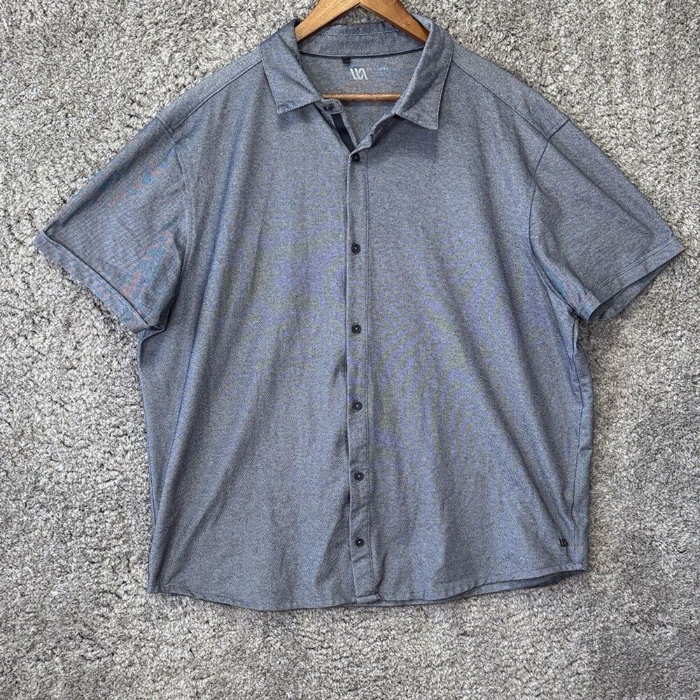 VRST Men's Gray Knit Short Sleeve Button Down Collared Shirt Stretch Neutral XXL